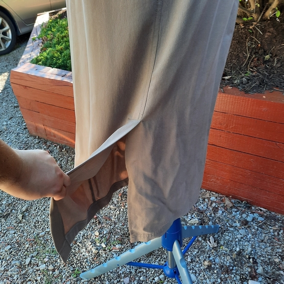 Talbots Vintage 90's Overalls Jumper Pocket Dress Tencel Lyocell Maxi Tan - Picture 5 of 10